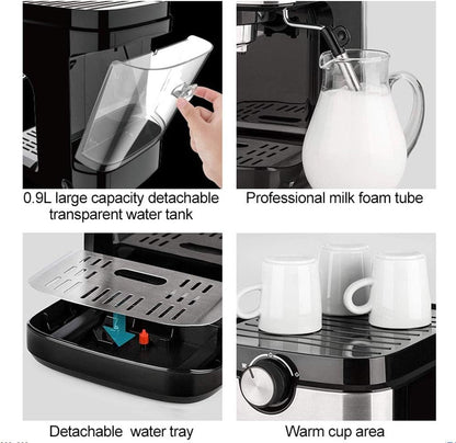 Espresso Coffee Machine ☕ Built-in Milk Frother & High-Pressure System – Barista-Style Coffee at Home