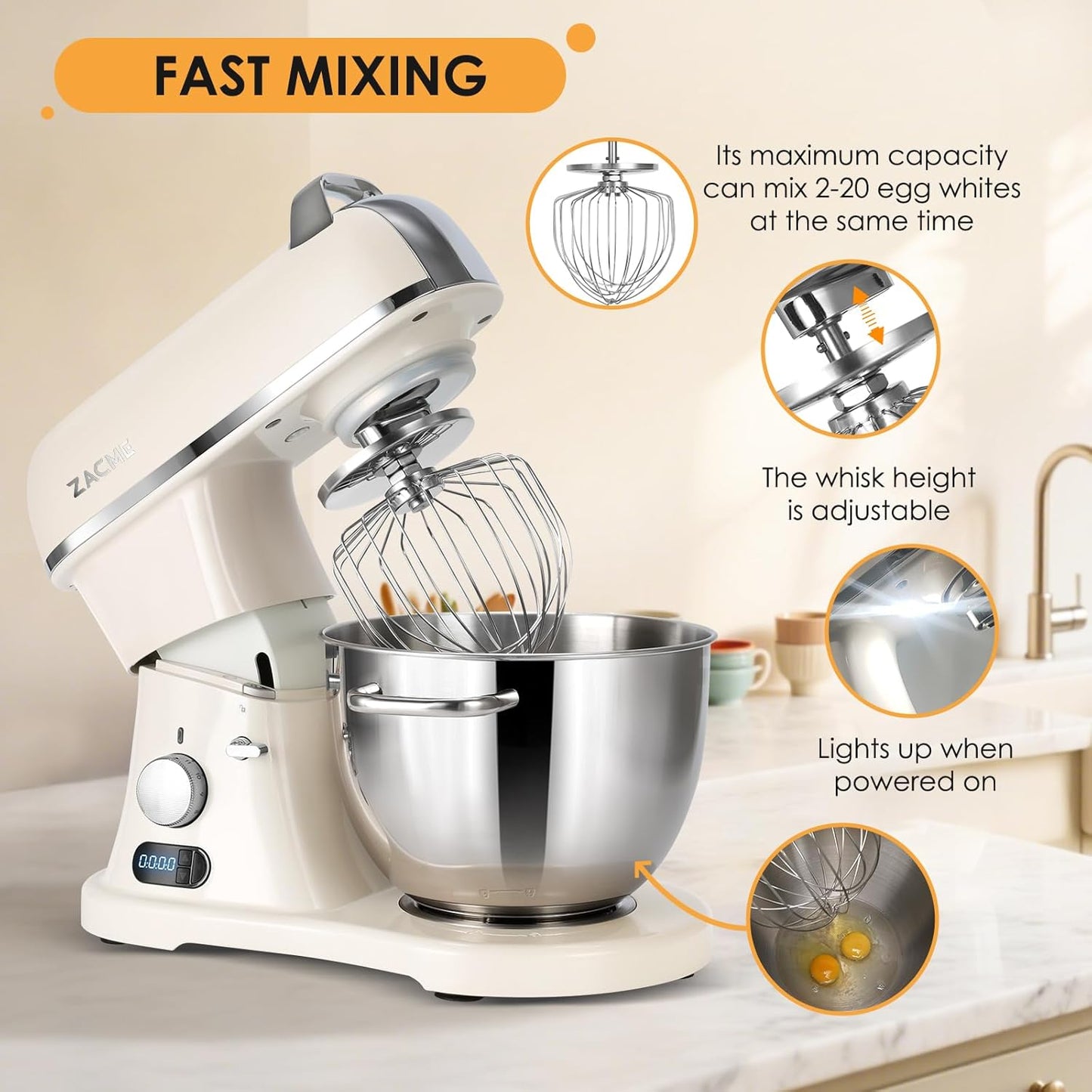 Professional Stand Mixer 💪 6-Speed Electric Kitchen Mixer with Stainless Steel Bowl & Dough Beater – Perfect for Baking & Cooking