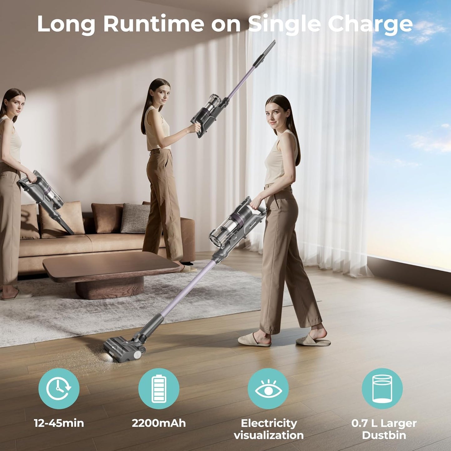 Cordless Stick Vacuum Cleaner ✨ 45-Min Strong Suction Lightweight Handheld