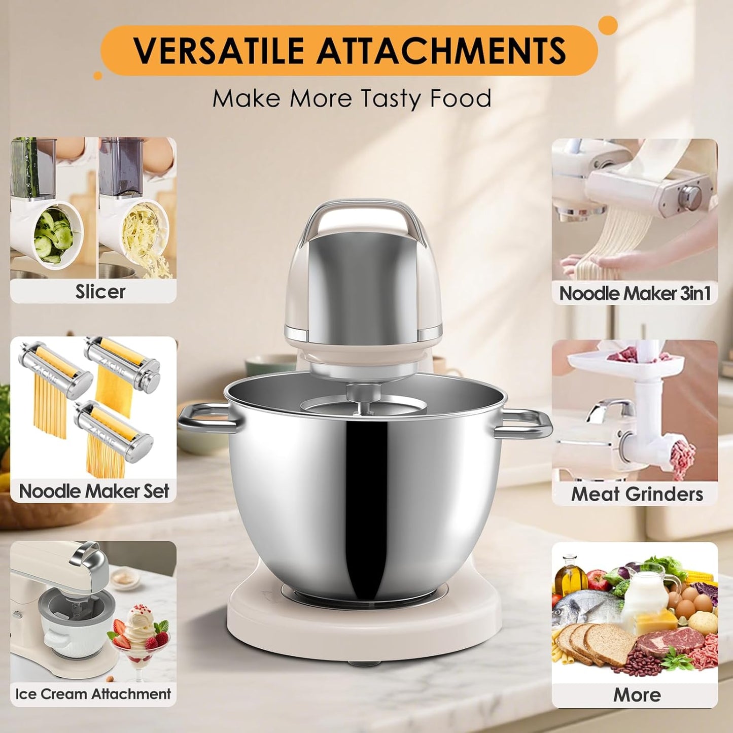 Professional Stand Mixer 💪 6-Speed Electric Kitchen Mixer with Stainless Steel Bowl & Dough Beater – Perfect for Baking & Cooking