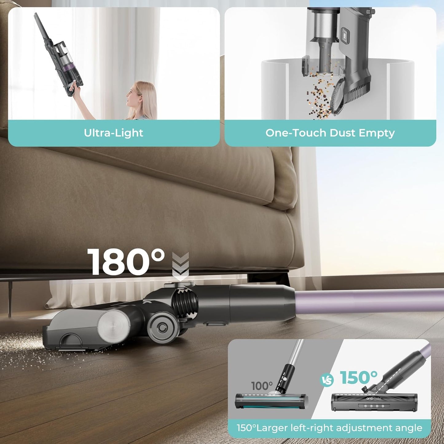 Cordless Stick Vacuum Cleaner ✨ 45-Min Strong Suction Lightweight Handheld